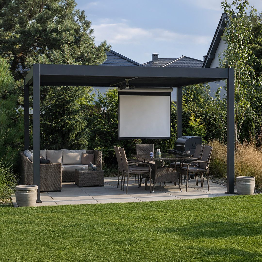 Aranżacja klienta z produktem Pergola ogrodowa ELEGANCE DUO 3,6x4 Anthracite - Gutroof