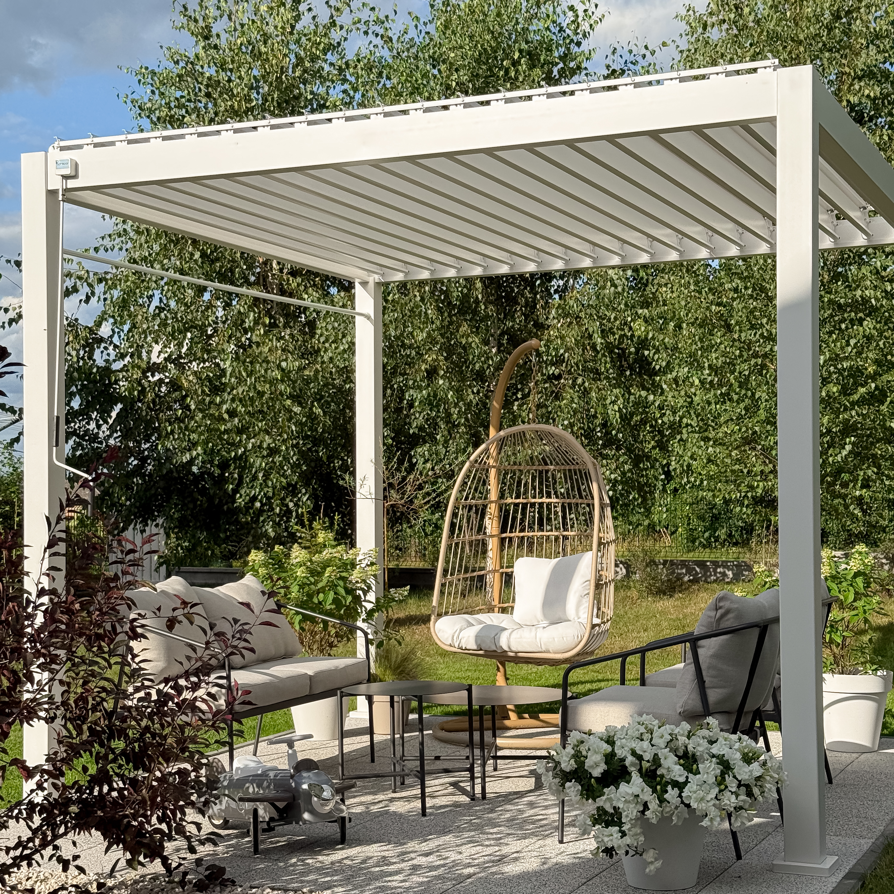 Pergola ogrodowa tarasowa 3x3 Premium White - Gutroof zdjęcie realizacji 3