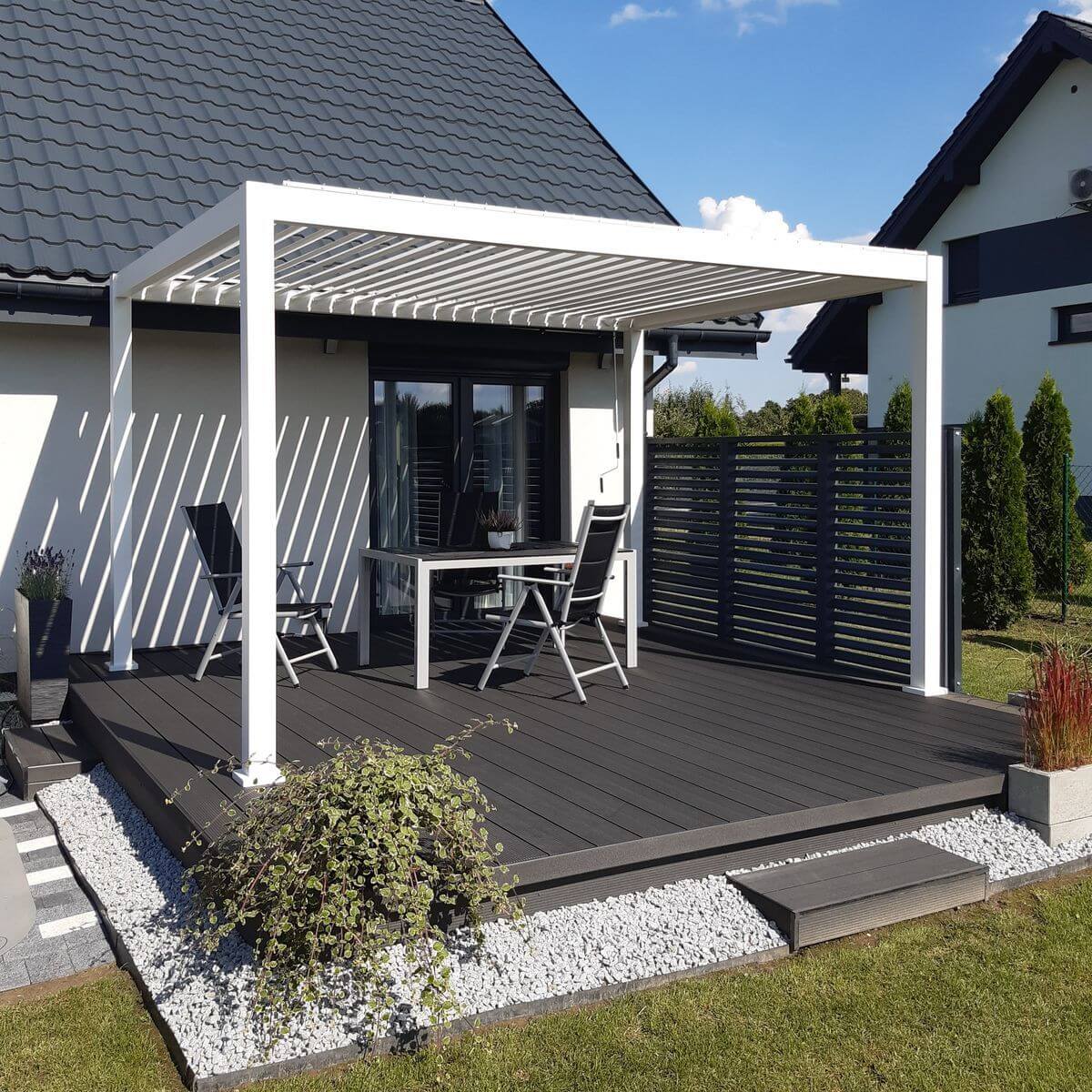 Pergola tarasowa ogrodowa 3x4 Premium White - Gutroof zdjęcie realizacji 6