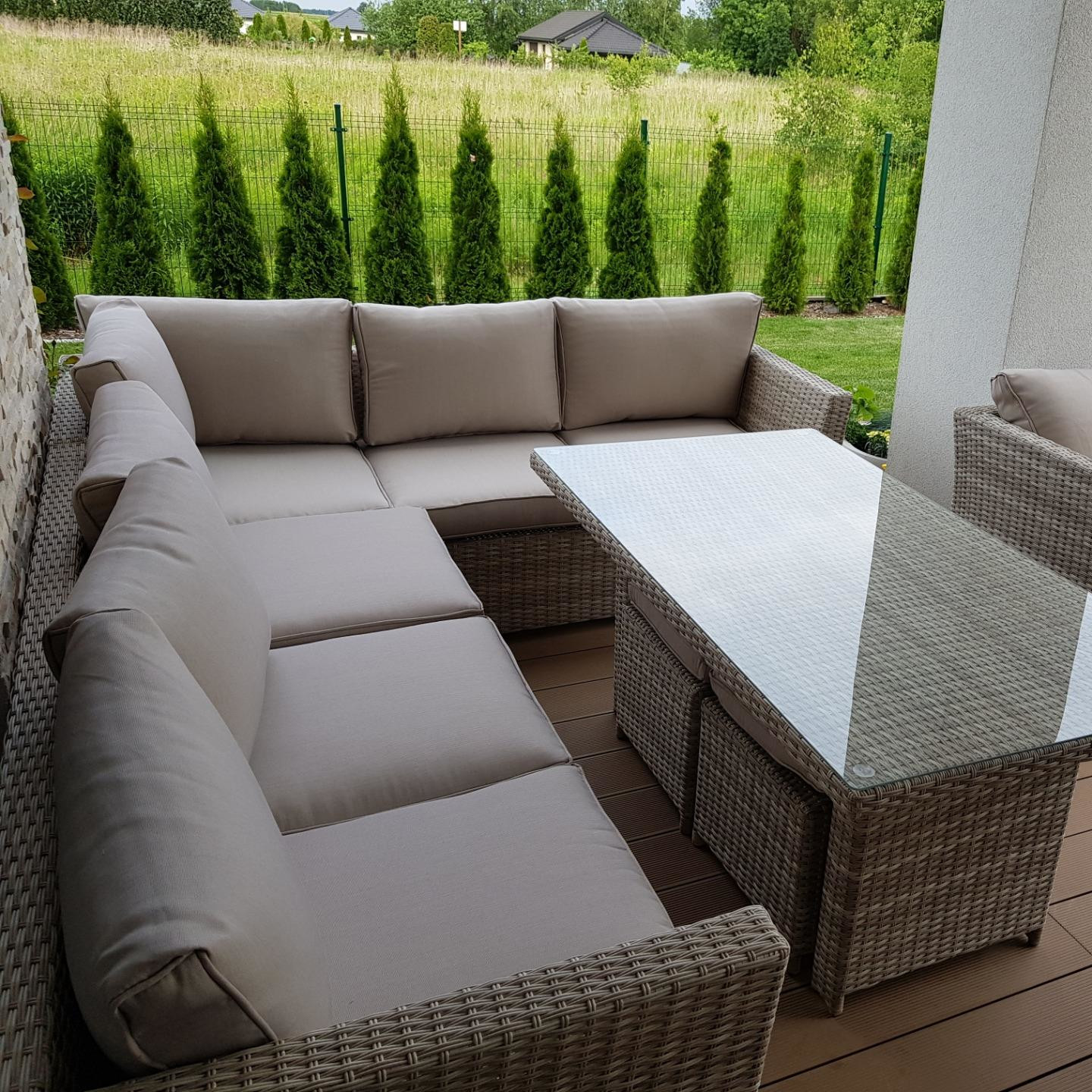 Narożnik technorattan MONIZ DINING PLUS Beige zdjęcie realizacji 1