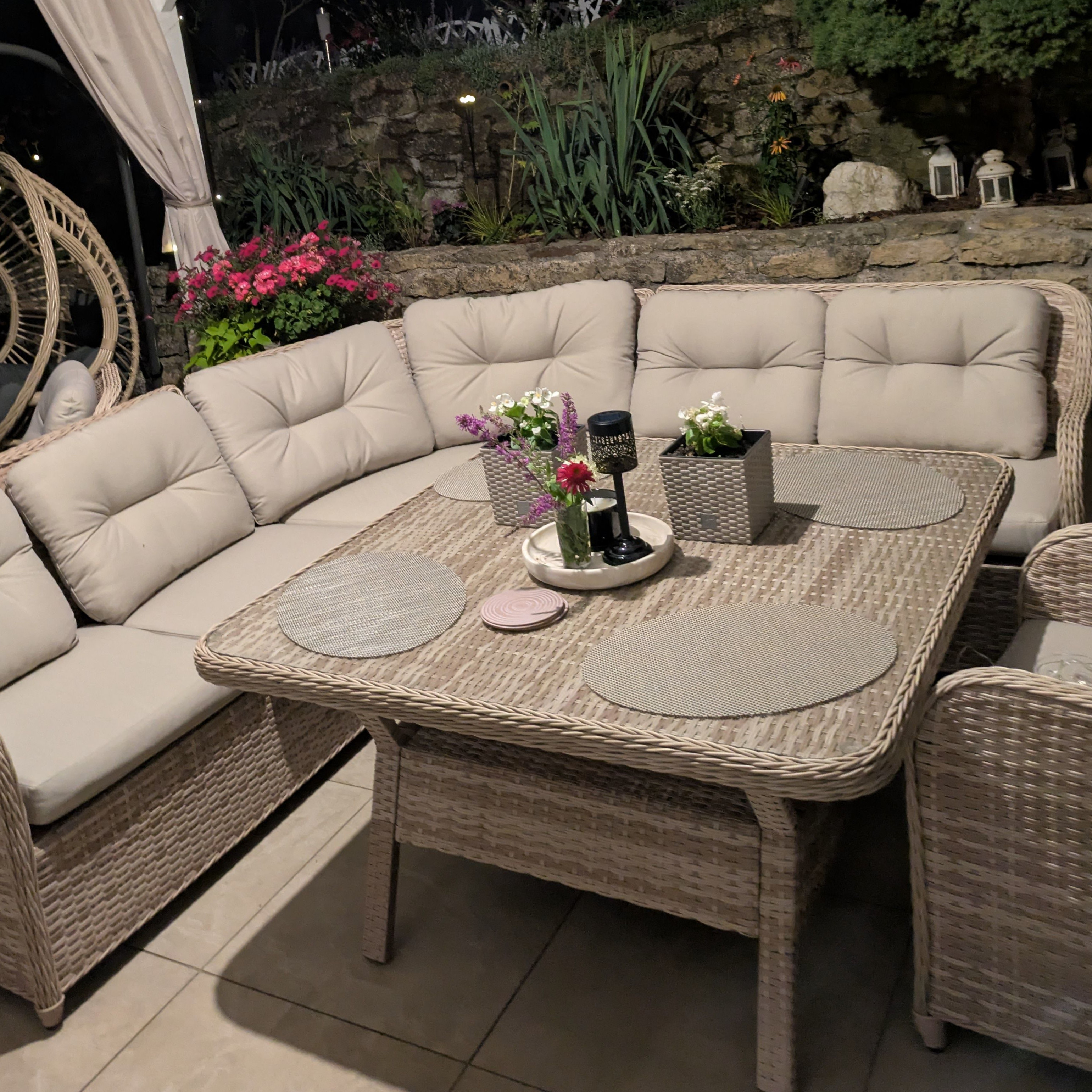 Narożnik z technorattanu + fotele dla 7 osób SAVONA Beige zdjęcie realizacji 9