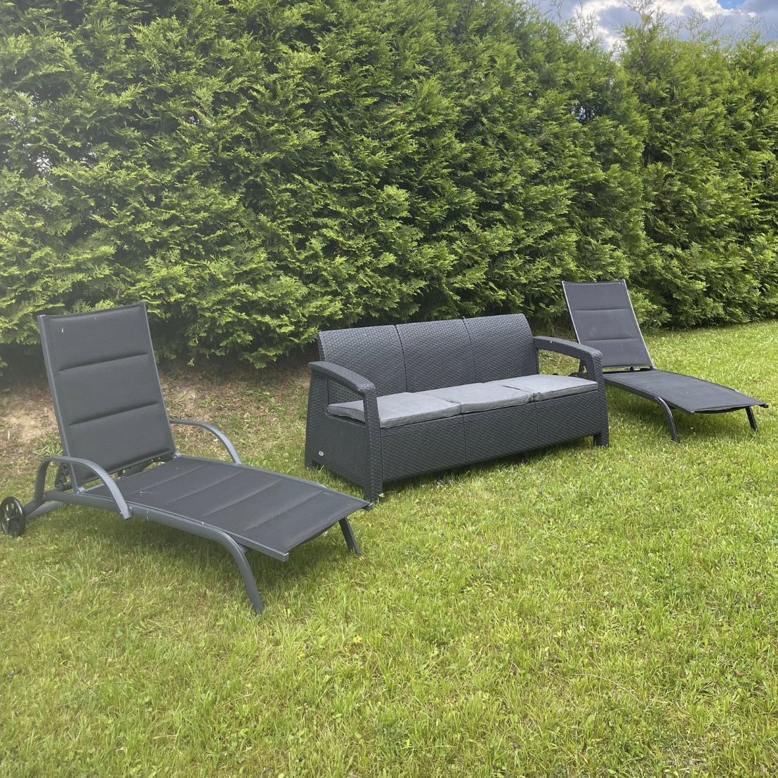 Zestaw leżaków ogrodowych aluminiowych MAJORKA Black 2 szt. zdjęcie realizacji 1