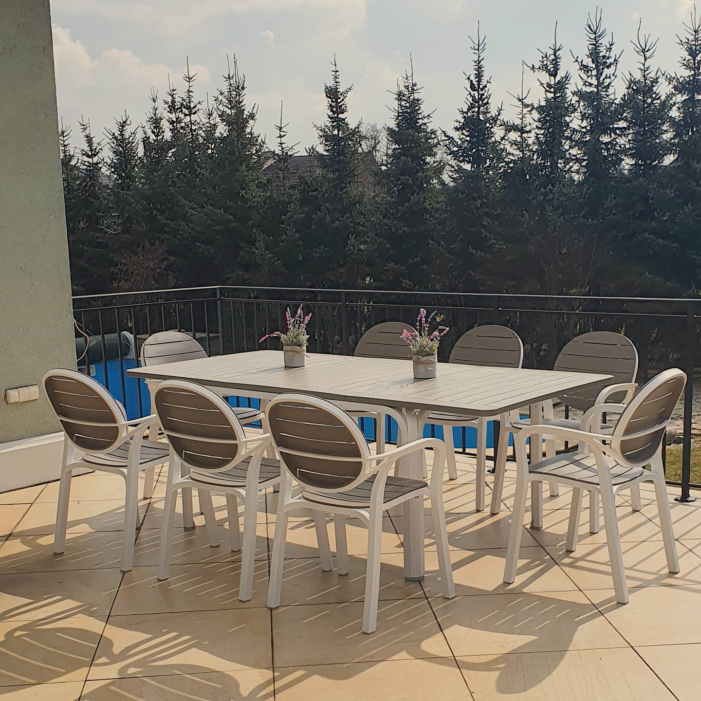 Zestaw ogrodowy PALMA/ALLORO - 8+1 Bianco Tortora - stół 210-280 cm - NARDI zdjęcie realizacji 1