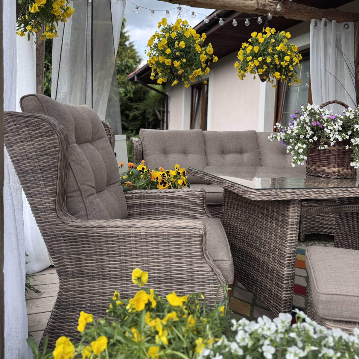 Narożnik z technorattanu TRIVENTO DINING Brown zdjęcie realizacji 5