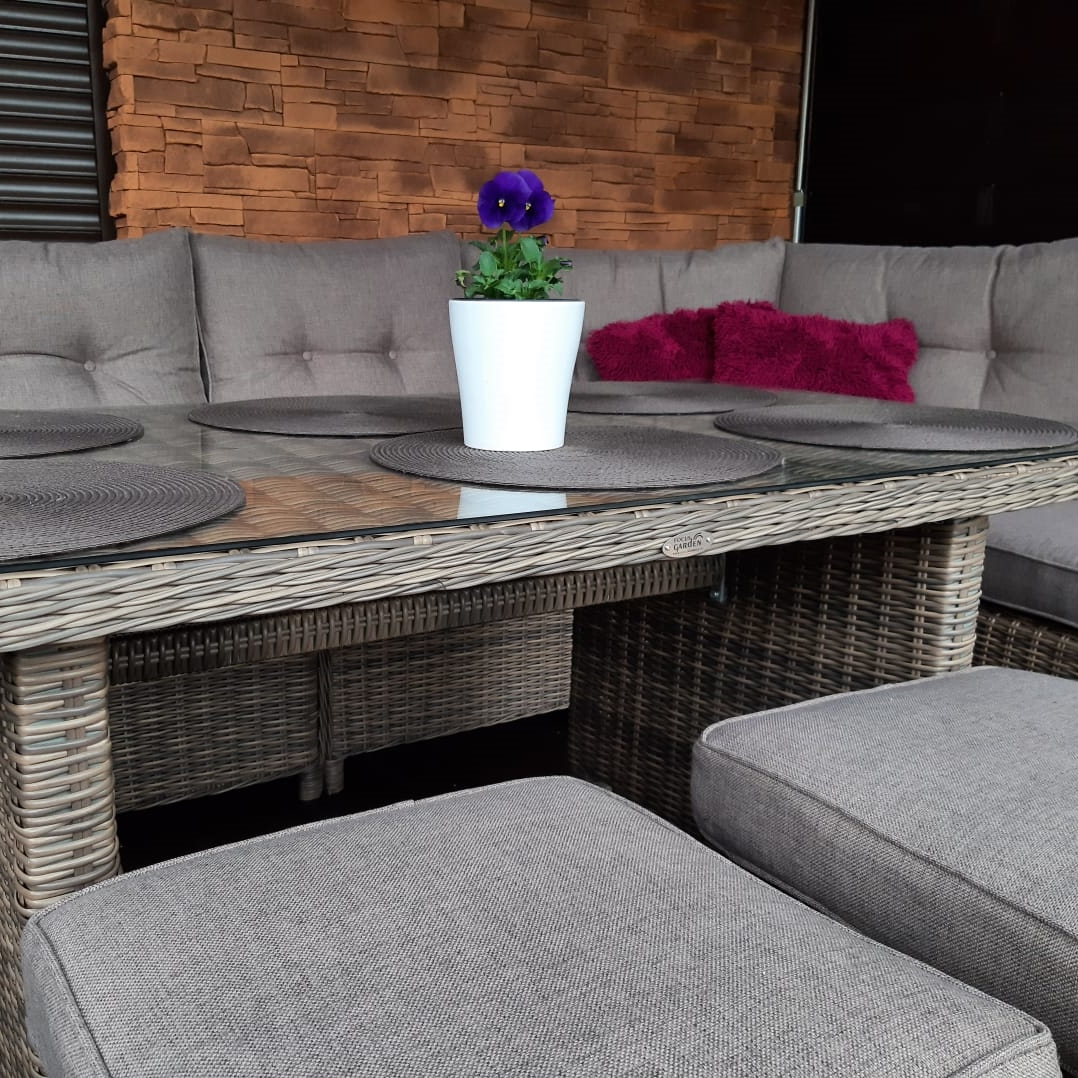 Narożnik z technorattanu TRIVENTO DINING White Grey zdjęcie realizacji 3