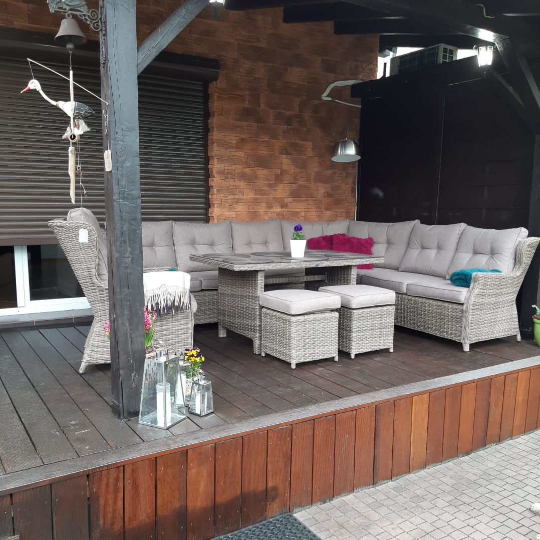 Narożnik z technorattanu TRIVENTO DINING White Grey zdjęcie realizacji 5
