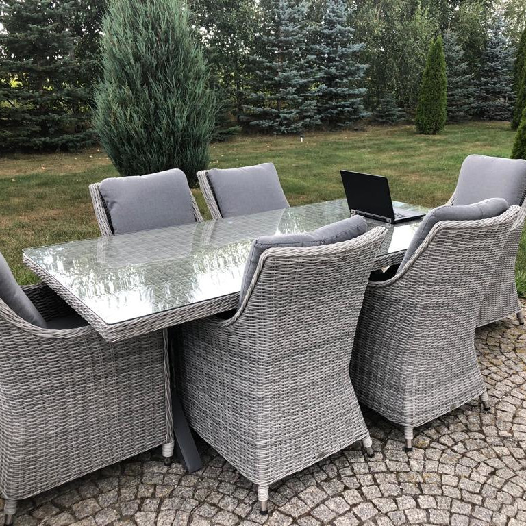 Zestaw mebli z technorattanu NAPOLI 6+1 Stone Grey zdjęcie realizacji 4