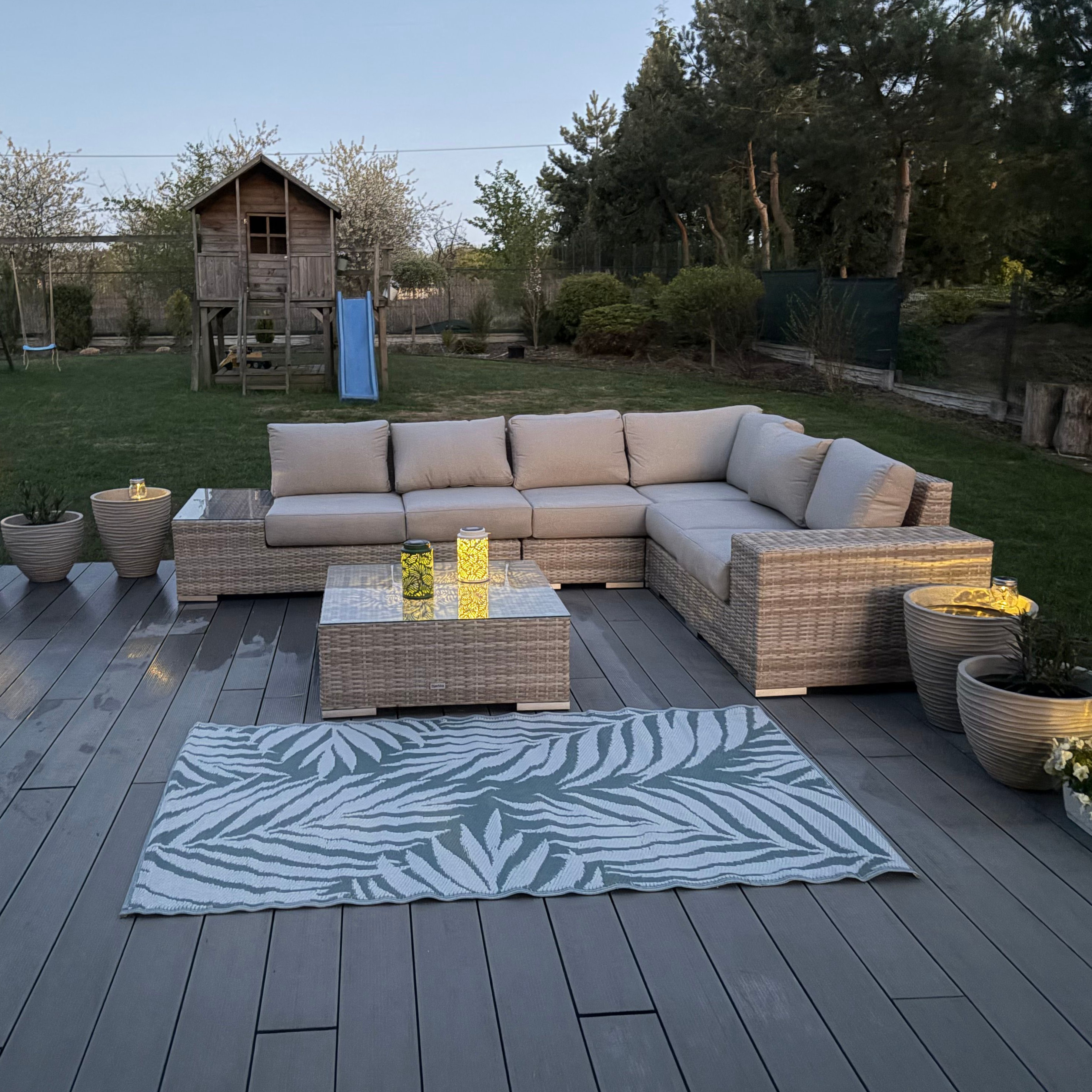 Narożnik technorattan AVOCADO Beige zdjęcie realizacji 11