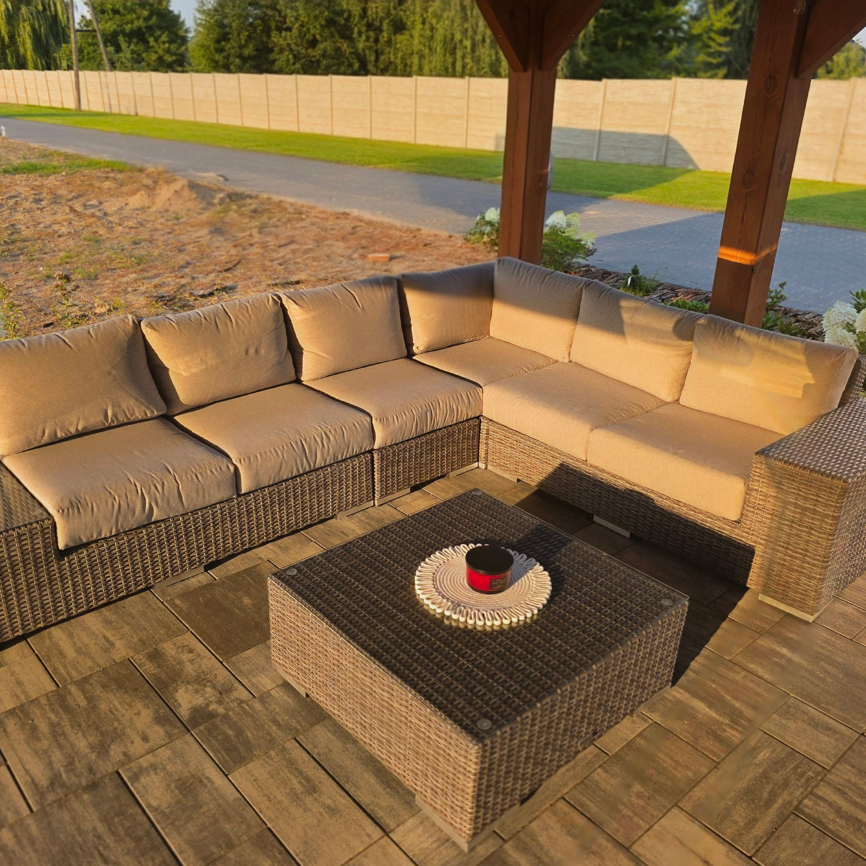 Narożnik technorattan AVOCADO Dark Grey zdjęcie realizacji 2