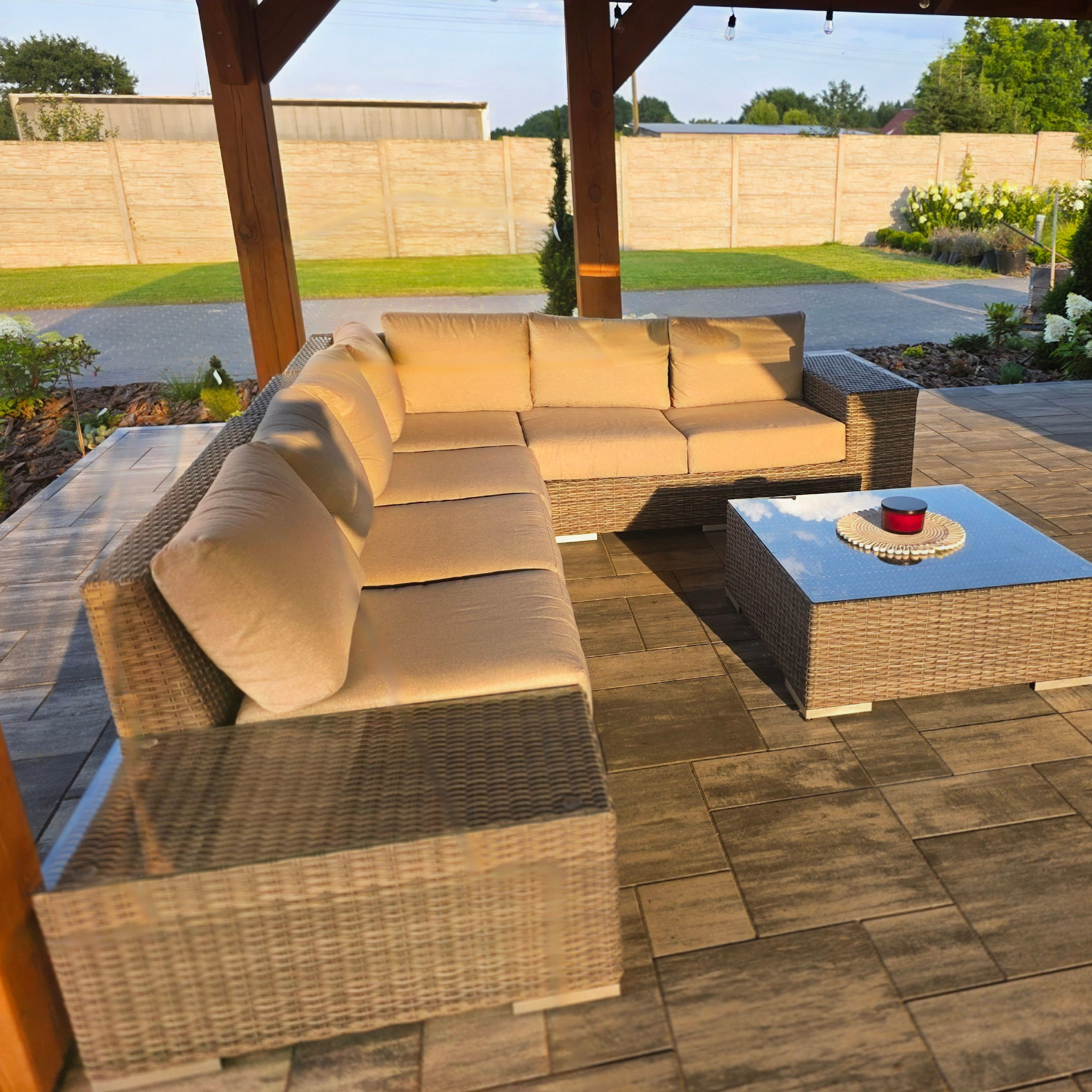 Narożnik technorattan AVOCADO Dark Grey zdjęcie realizacji 3