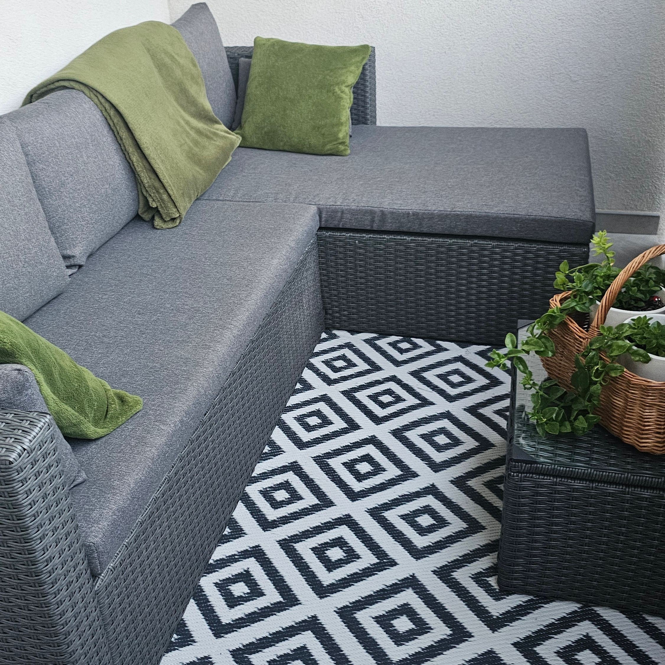 Narożnik technorattanowy LIZBONA Grey zdjęcie realizacji 7