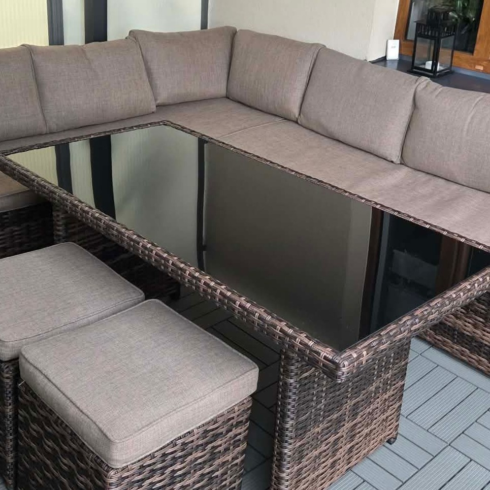 Narożnik technorattanowy SALO + PUFY Brown zdjęcie realizacji 4