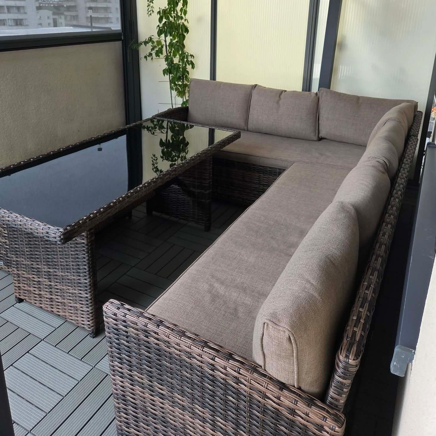 Narożnik technorattanowy SALO + PUFY Brown zdjęcie realizacji 7