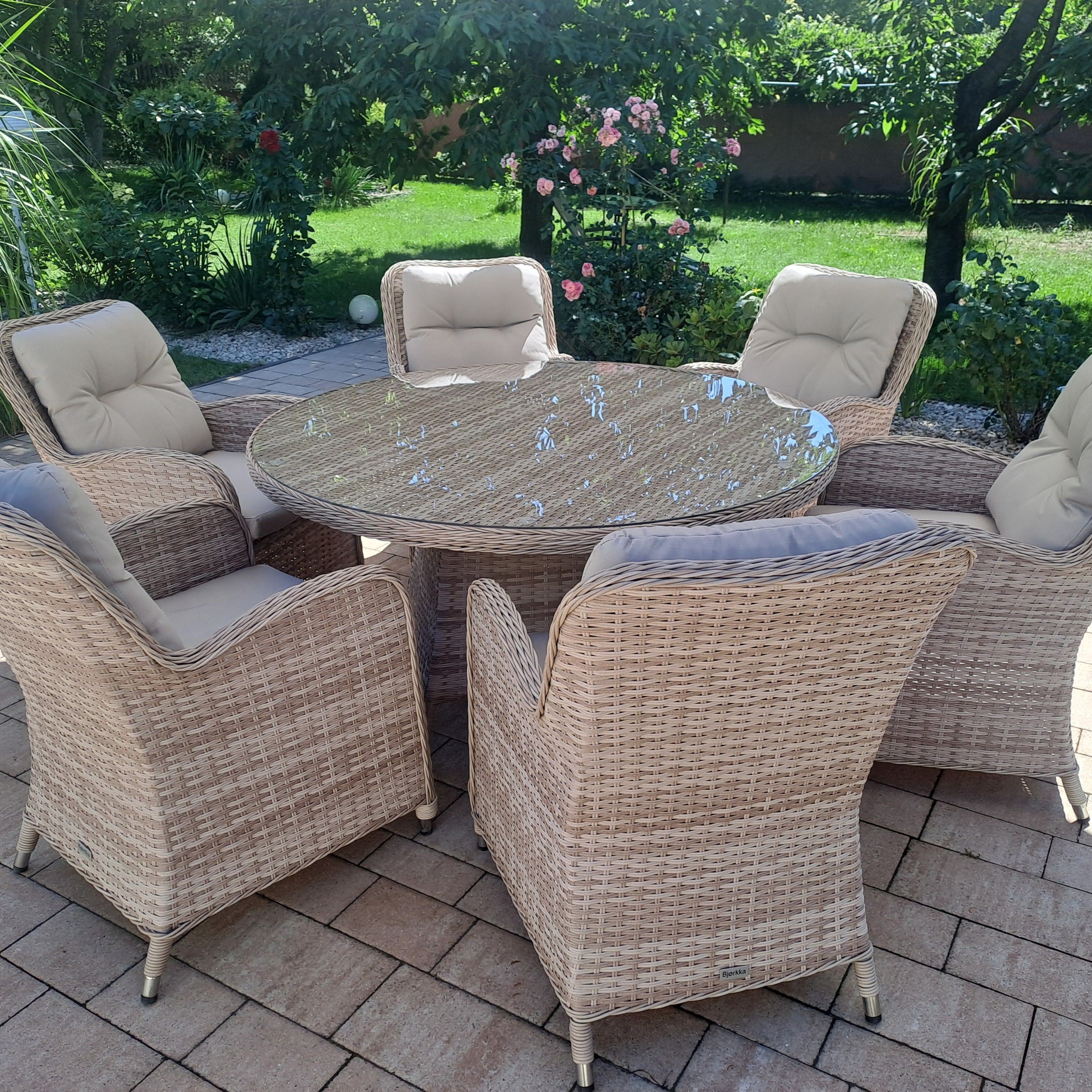 Meble z technorattanu BARCELONA 6+1 Beige zdjęcie realizacji 3