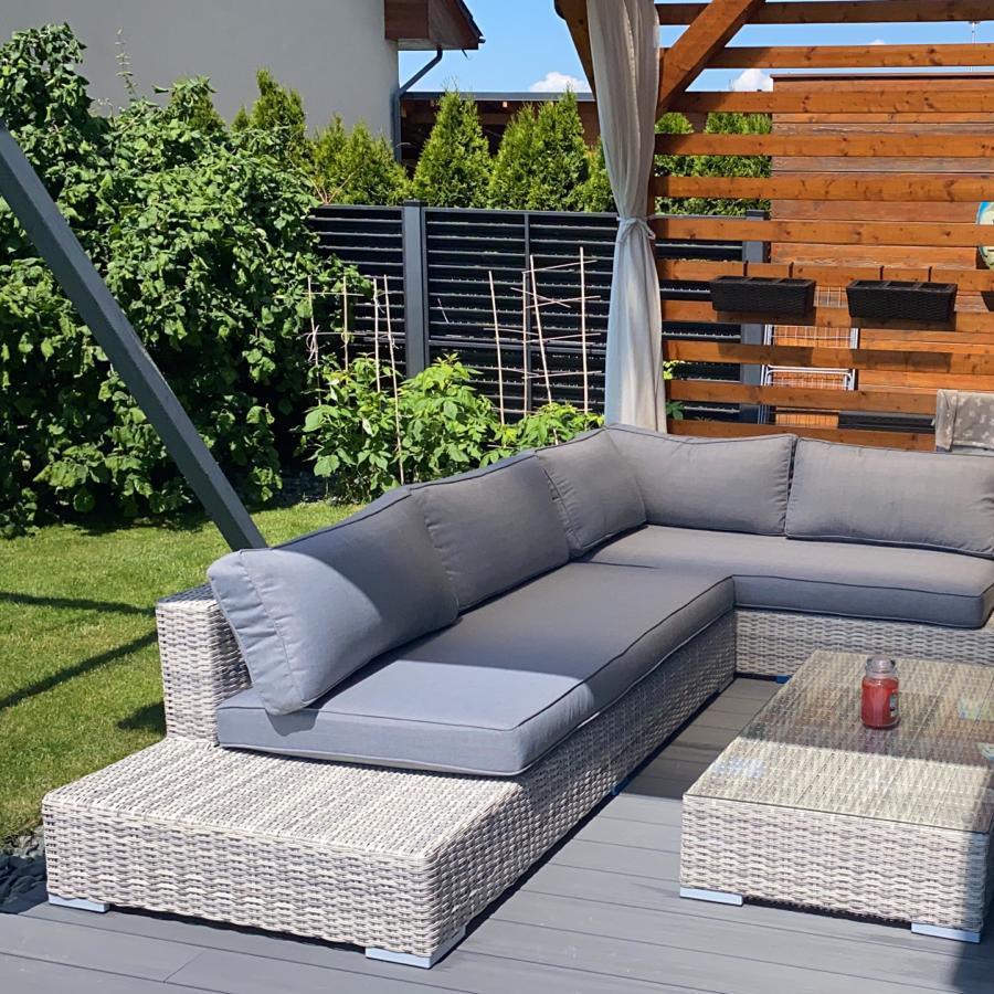 Narożnik technorattan VERONA White Grey zdjęcie realizacji 4