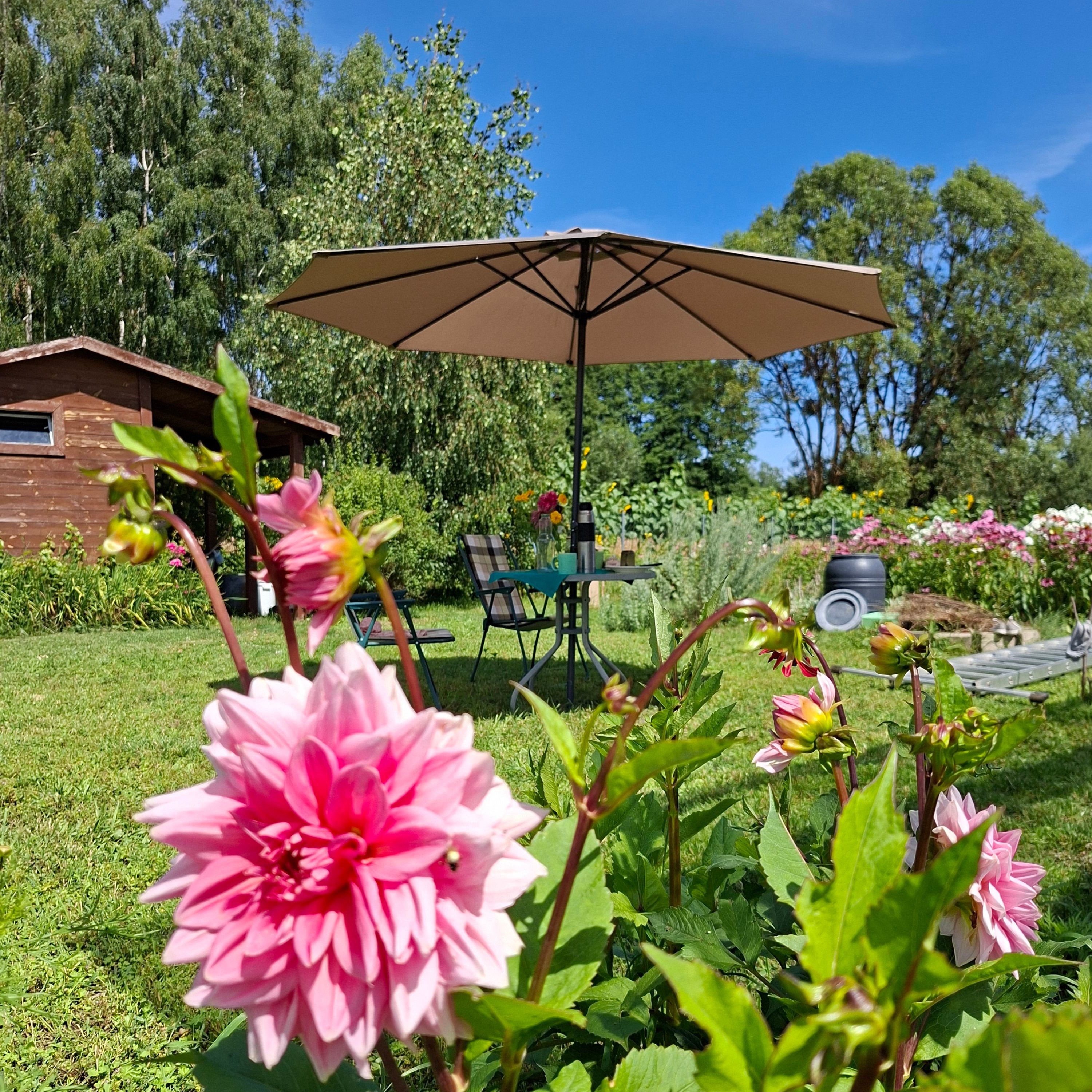 Parasol ogrodowy MOOREA 3m Taupe - Bjørkka zdjęcie realizacji 1