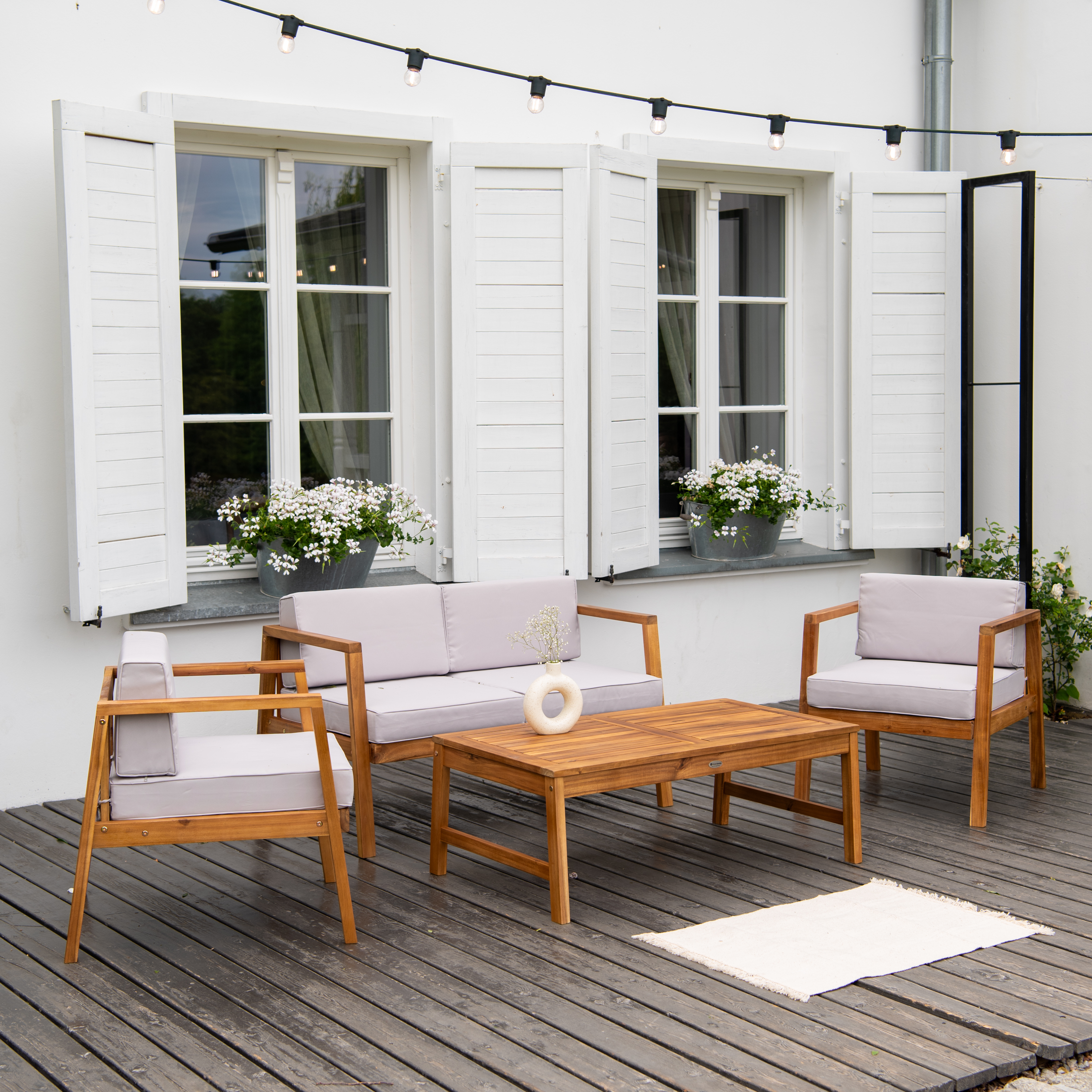 Zestaw mebli wypoczynkowych MALMO CAFFE Acacia Wood - Bjørkka zdjęcie realizacji 2