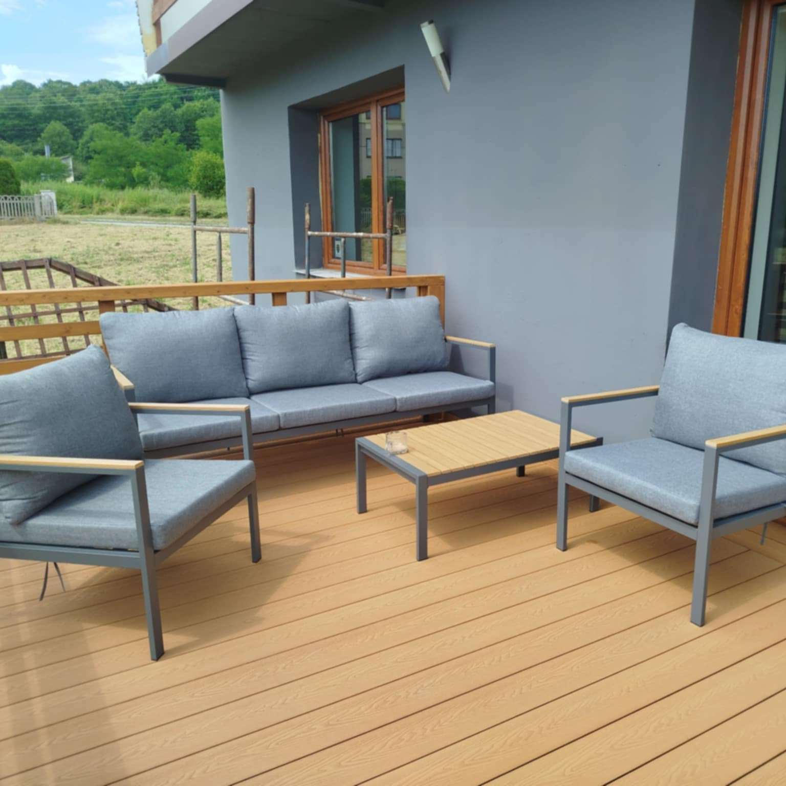 Zestaw mebli ogrodowych EDISON CAFFE Dark Grey - Bjørkka zdjęcie realizacji 2