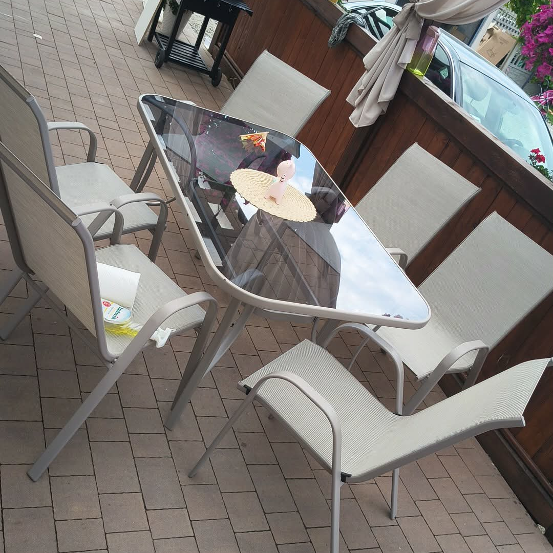 Zestaw mebli ogrodowych BOLOGNA 6+1 Light Beige zdjęcie realizacji 1