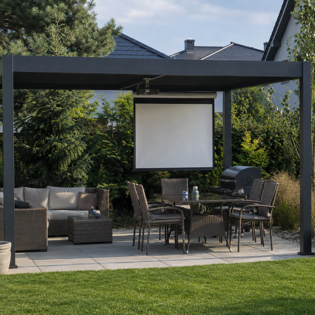 Pergola ogrodowa ELEGANCE DUO 3,6x4 Anthracite - Gutroof zdjęcie realizacji 1