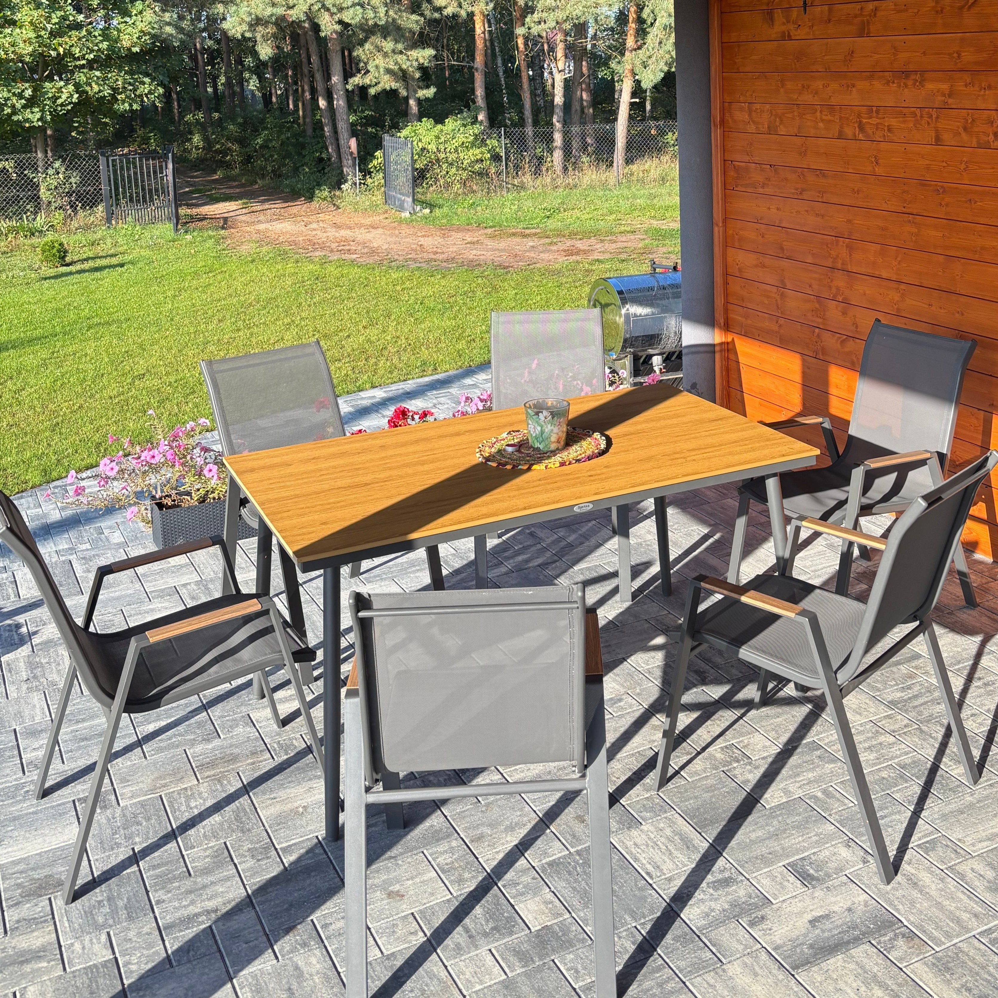 Zestaw mebli jadalnianych NOVA DINING 6+1 Dark Grey - Bjørkka zdjęcie realizacji 1