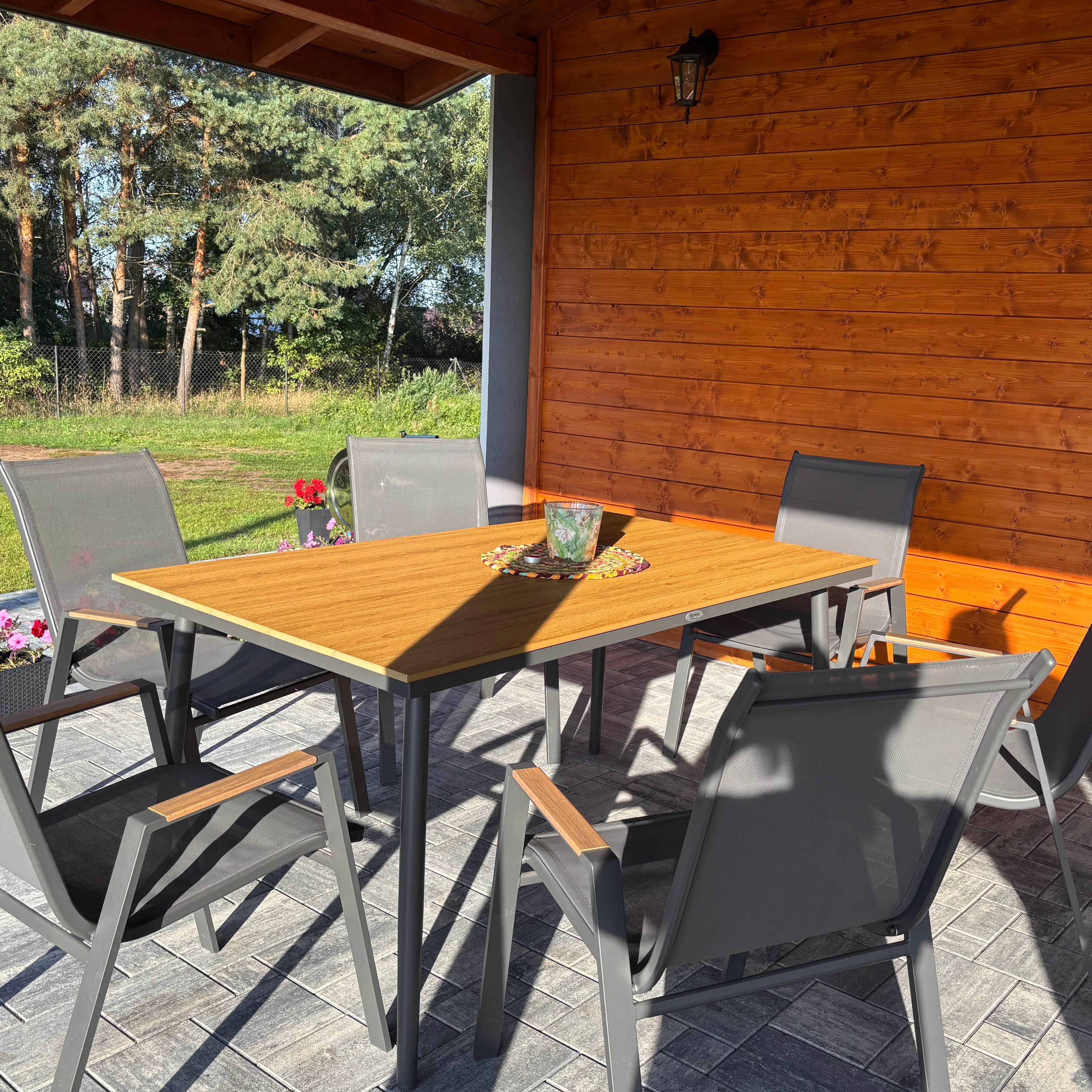 Zestaw mebli jadalnianych NOVA DINING 6+1 Dark Grey - Bjørkka zdjęcie realizacji 2