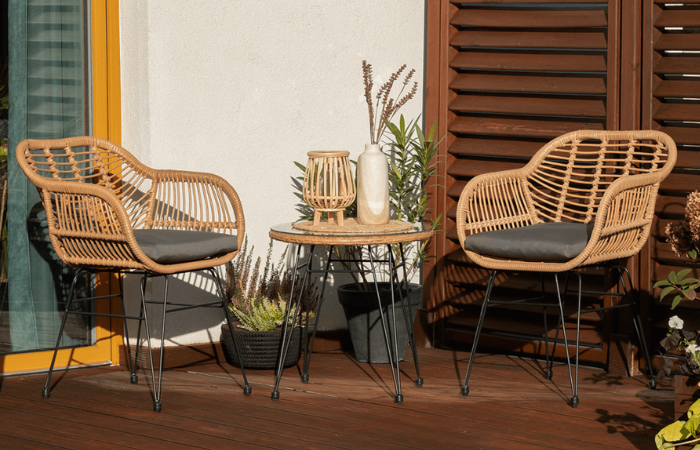 St&oacute;ł i krzesła na balkon KUBU 2+1, Beige - FOCUS GARDEN