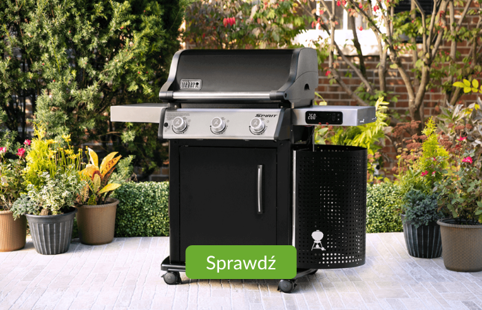 Grill na tarasie wśr&oacute;d doniczek z kwiatami