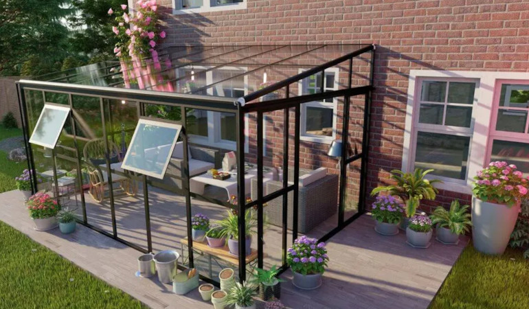 Ogr&oacute;d zimowy SOHO Black 434x290cm Solid PC + Glass - Gutroof