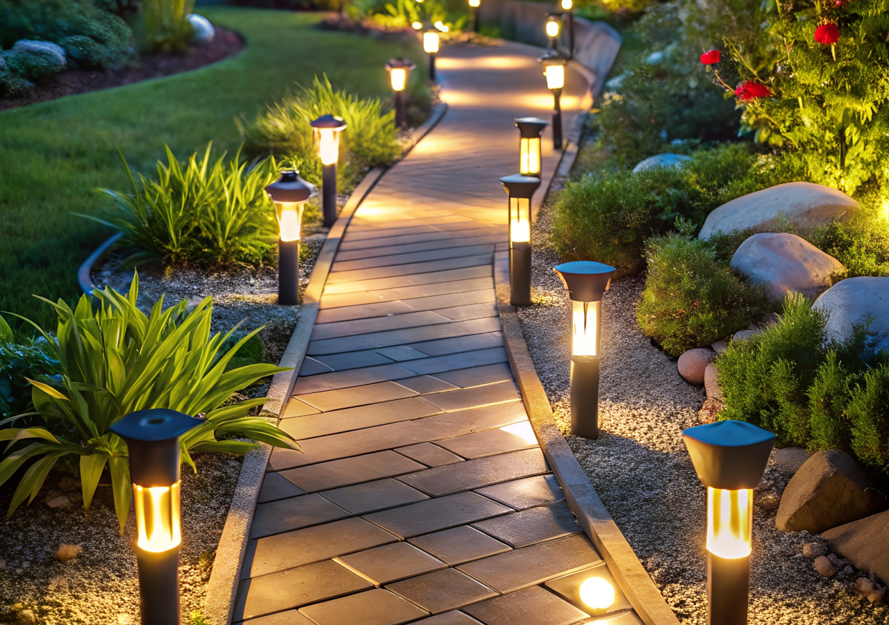 Oświetlenie drogi w ogrodzie