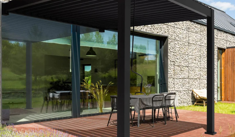 Pergola ścienna ogrodowa na taras 3x3 Premium Wall Anthracite - Gutroof