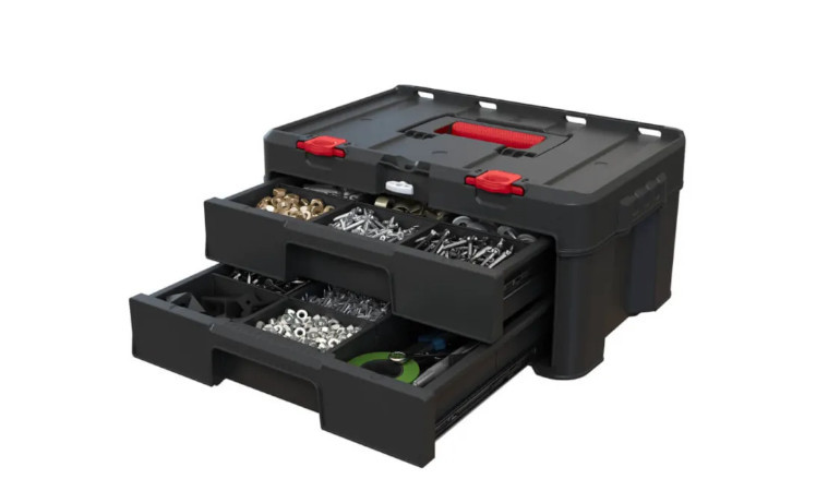 Skrzynka narzędziowa Stack`N`Roll, 2 szuflady od KETER na białym tle