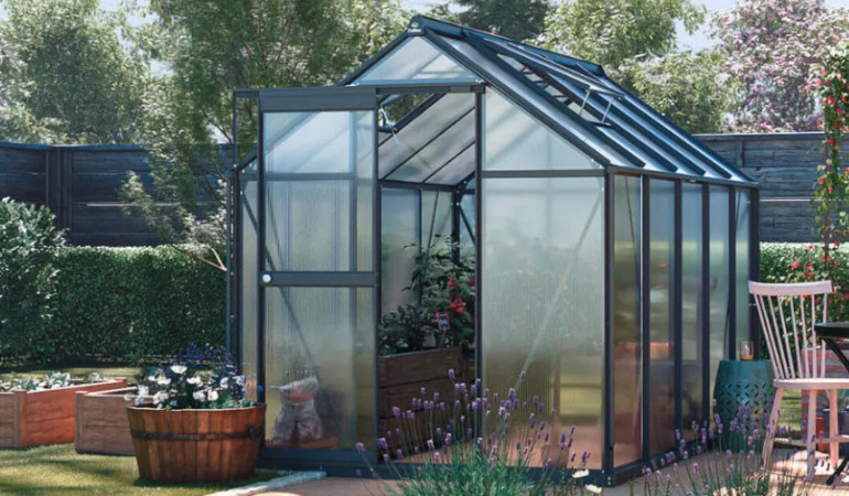 Szklarnia ogrodowa z poliwęglanu Slide-In 183x303cm Black - Cultivo - w ogrodzie