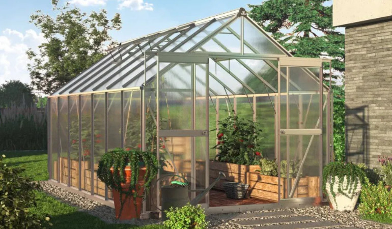 Szklarnia poliwęglanowa Slide-In 244x429cm Silver - Cultivo render szklarni w ogrodzie 