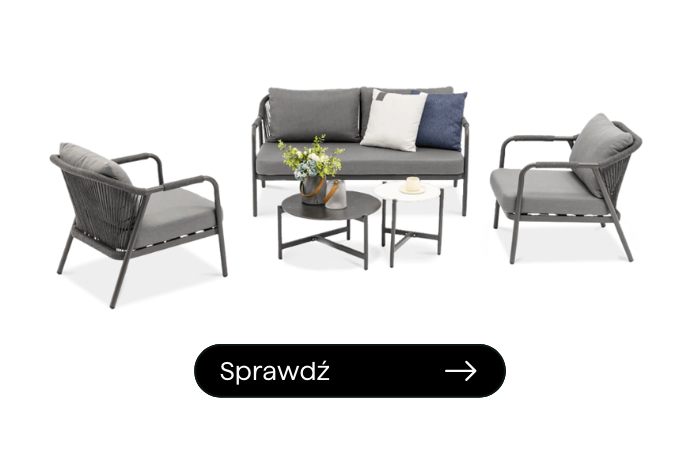 Dwa stoliki kawowe w r&oacute;żnych rozmiarach z wstawionym kamieniem spiekanym zapewniają solidność i sty