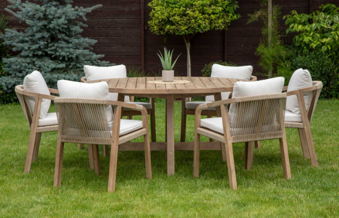 Okrągły st&oacute;ł z krzesłami Furrore Marigold 6+1 Round 