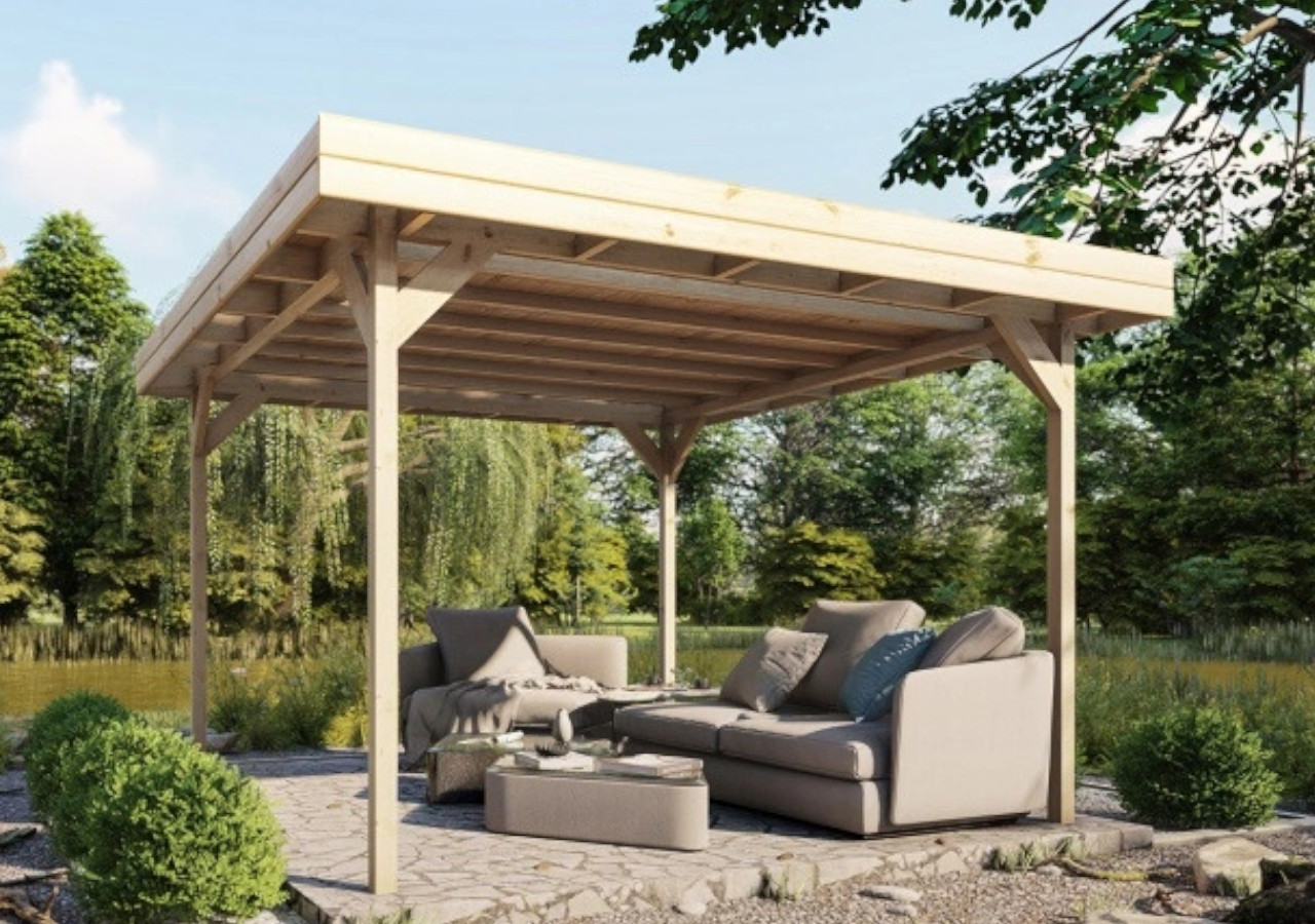 Wiata ogrodowa IRGA 350x350cm - Megiw w ogrodzie z zestawem meblowym