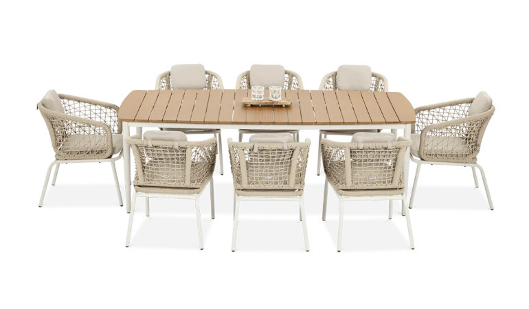 Zestaw jadalniany ROMA DINNING 8+1 Light Beige - FURRORE na białym tle